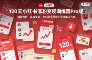 120天小红书涨粉变现训练营Pro版,精准涨粉,高效变现,为你量身打造的实战解决方案-瀚宇网创