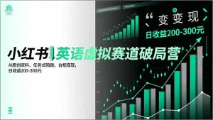 小红书英语虚拟赛道破局营,AI原创资料、任务式陪跑、合规变现,日收益200-300元-瀚宇网创