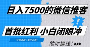日入7500的微信推客，首批红利，自用省钱、分享赚钱，0门槛小白闭眼冲！-瀚宇网创