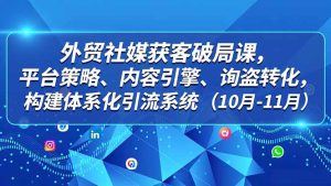 外贸 社媒获客破局课，平台策略、内容引擎、询盘转化，构建体系化引流系统(10月-11月-瀚宇网创