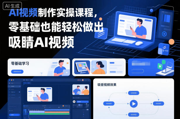 AI视频制作实操课程，零基础也能轻松做出吸睛AI视频-瀚宇网创