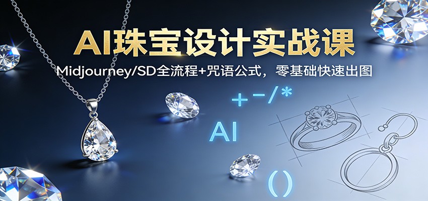 图片[1]-AI珠宝设计实战课：Midjourney/SD全流程+咒语公式，零基础快速出图-瀚宇网创