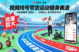 视频号带货运动健身赛道,纯直播推荐,流量巨大,单月带货10W+-瀚宇网创