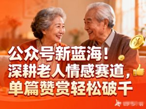 公众号新蓝海！深耕老人情感赛道，单篇赞赏轻松破1k-瀚宇网创