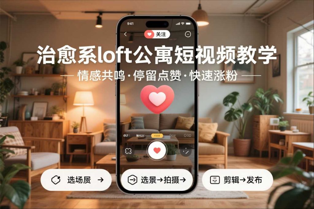 治愈系loft公寓短视频制作教学，情感共鸣引停留点赞关注，快速起号涨粉-瀚宇网创