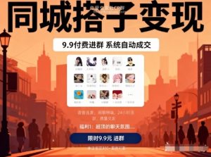 同城搭子变现，9.9付费进群+系统自动成交，单日变现8张-瀚宇网创