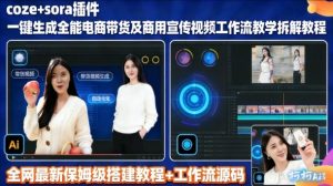 sora插件生成全能商用带货及宣传视频coze工作流拆解教程-瀚宇网创