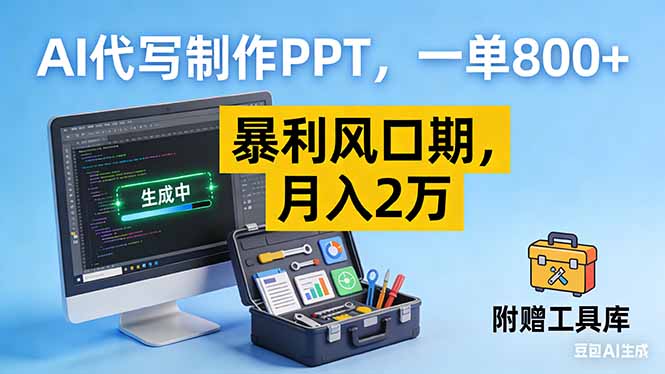 AI代写制作PPT,一单800+, 暴利风口期,月入2万【附工具】-瀚宇网创