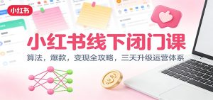 小红书线下闭门课:算法,爆款,变现全攻略,三天升级运营体系-瀚宇网创