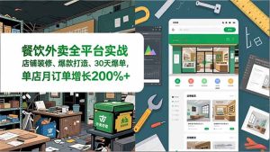 餐饮外卖全平台实战，店铺装修、爆款打造、30天爆单，手把手教学，单店月订单增长200%+-瀚宇网创