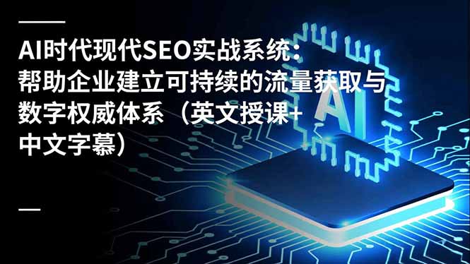 AI时代现代SEO实战系统:帮助企业建立可持续的流量获取与数字权威体系(英文授课+中文字幕-瀚宇网创