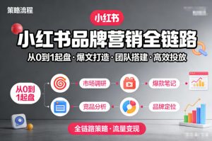 小红书品牌营销全链路，从0到1起盘、爆文打造、团队搭建到高效投放的全链路策略-瀚宇网创