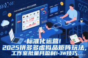 标准化运营!2025拼多多虚拟品矩阵玩法,工作室批量月盈利1-3W技巧【揭秘】-瀚宇网创
