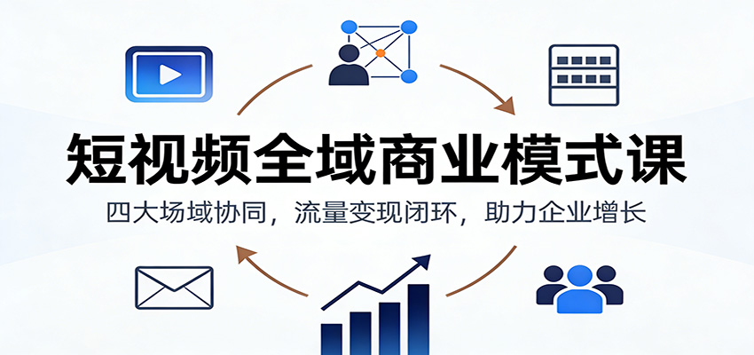 短视频全域商业模式课:四大场域协同,流量变现闭环,助力企业增长-瀚宇网创