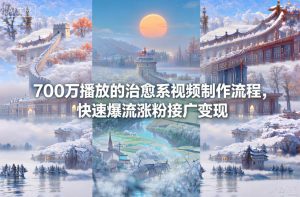 700万播放的治愈系视频制作流程，快速爆流涨粉接广变现-瀚宇网创
