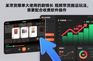 某带货爆单大佬用的剧情长视频带货搬运玩法，需要配合收费软件操作-瀚宇网创