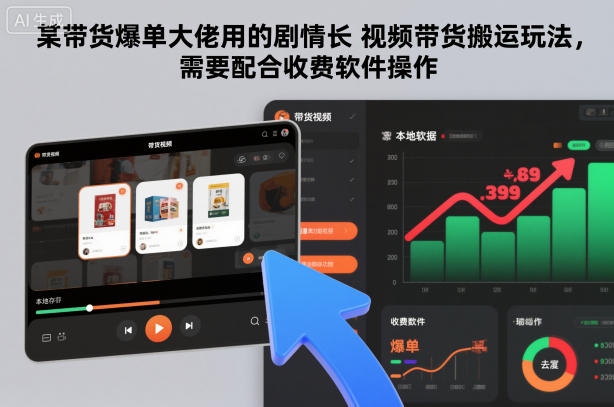 某带货爆单大佬用的剧情长视频带货搬运玩法，需要配合收费软件操作-瀚宇网创