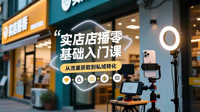 实体店播零基础入门课,实体店+短视频+直播+微信生态+私域社群,从流量获取到私域转化-瀚宇网创