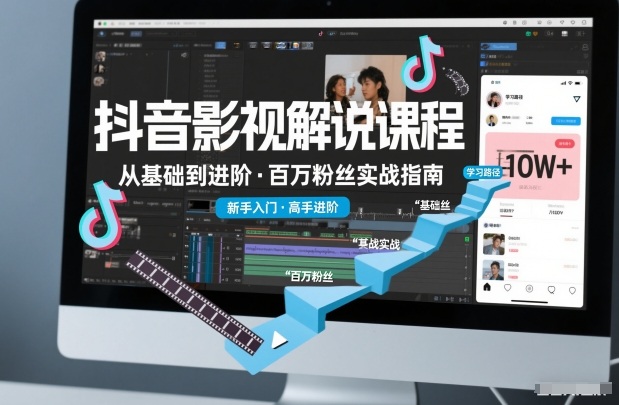 抖音百万粉丝影视解说课程,基础到进阶课,适合新手和进阶学习-瀚宇网创