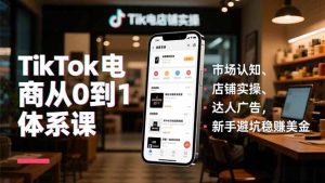 TikTok电商从0到1体系课，市场认知、店铺实操、达人广告，新手避坑稳赚美金-瀚宇网创