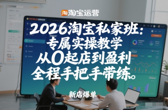 2026淘宝私家班：专属实操教学，从0起店到盈利，全程手把手带练-瀚宇网创