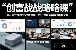 创富战略课，赢在重注时刻，营销和投资战略课程，线下课精华实录音频+文档-瀚宇网创