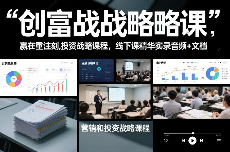 创富战略课，赢在重注时刻，营销和投资战略课程，线下课精华实录音频+文档-瀚宇网创