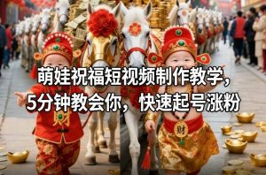 萌娃祝福短视频制作教学，5分钟教会你，快速起号涨粉-瀚宇网创
