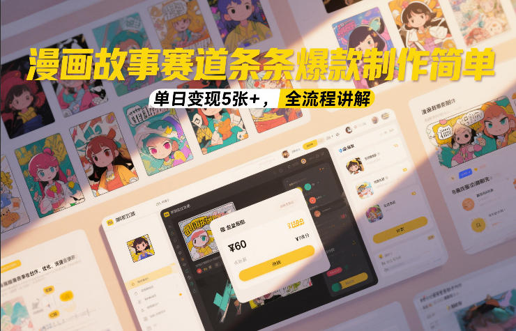 漫画故事赛道条条爆款制作简单，单日变现5张+，全流程讲解-瀚宇网创
