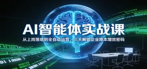 AI智能体实战课：从上岗落地到全自动运营，三天解锁企业降本增效密码-瀚宇网创
