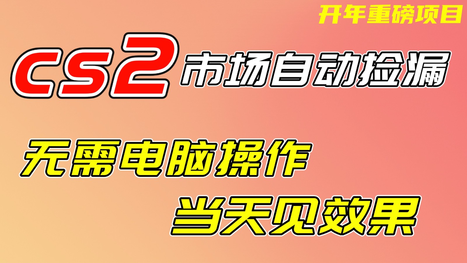 CS2市场挂机项，无需电脑操作，无需进入游戏，当天见效果，支持任何形式验证-瀚宇网创