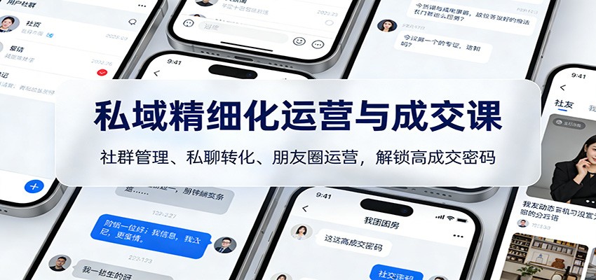 私域精细化运营与成交课：社群管理、私聊转化、朋友圈运营，解锁高成交密码-瀚宇网创