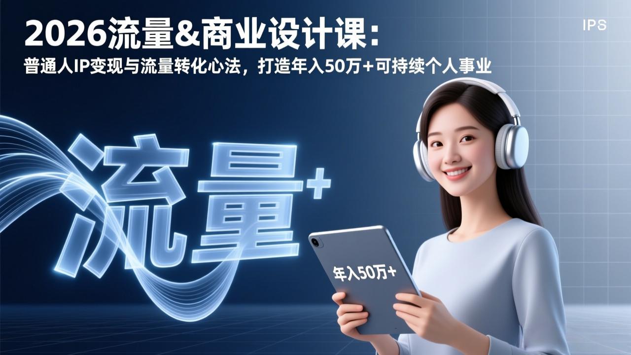 2026流量&商业设计课：普通人IP变现与流量转化心法，打造年入50万+可持续个人事业-瀚宇网创