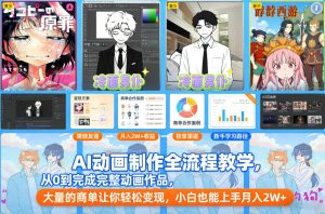 AI动画制作全流程教学，从0到完成完整动画作品，大量的商单让你轻松变现，小白也能上手月入2W+-瀚宇网创