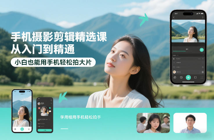 手机摄影剪辑精选课,从入门到精通,小白也能用手机轻松拍大片-瀚宇网创