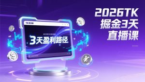 2026TK掘金直播课,起号涨粉+直播带货+商单变现+3天打通盈利路径,月入过万美金-瀚宇网创
