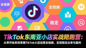 TikTok东南亚小店实战陪跑营:从零开始系统掌握TikTok小店运营全链路,实现稳定出单与盈利-瀚宇网创
