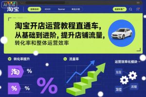 淘宝开店运营教程直通车，从基础到进阶，提升店铺流量，转化率和整体运营效率(更新26年1月)-瀚宇网创