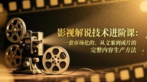 影视解说技术进阶课:一套市场化的、从文案到成片的完整内容生产方法-瀚宇网创