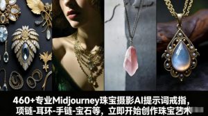 460+专业Midjourney珠宝摄影AI提示词戒指，项链-耳环-手链-宝石等，立即开始创作珠宝艺术-瀚宇网创