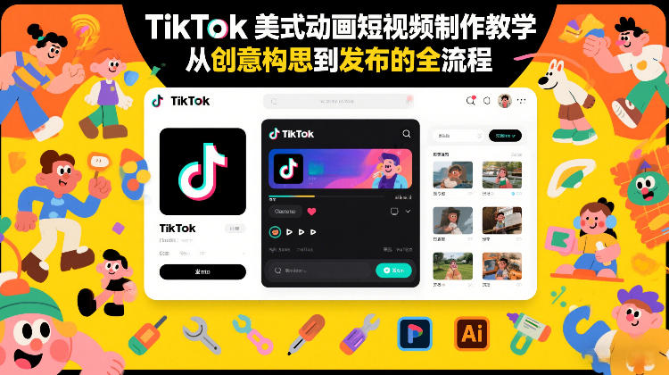 TikTok美式动画短视频制作教学，从创意构思到发布的全流程-瀚宇网创