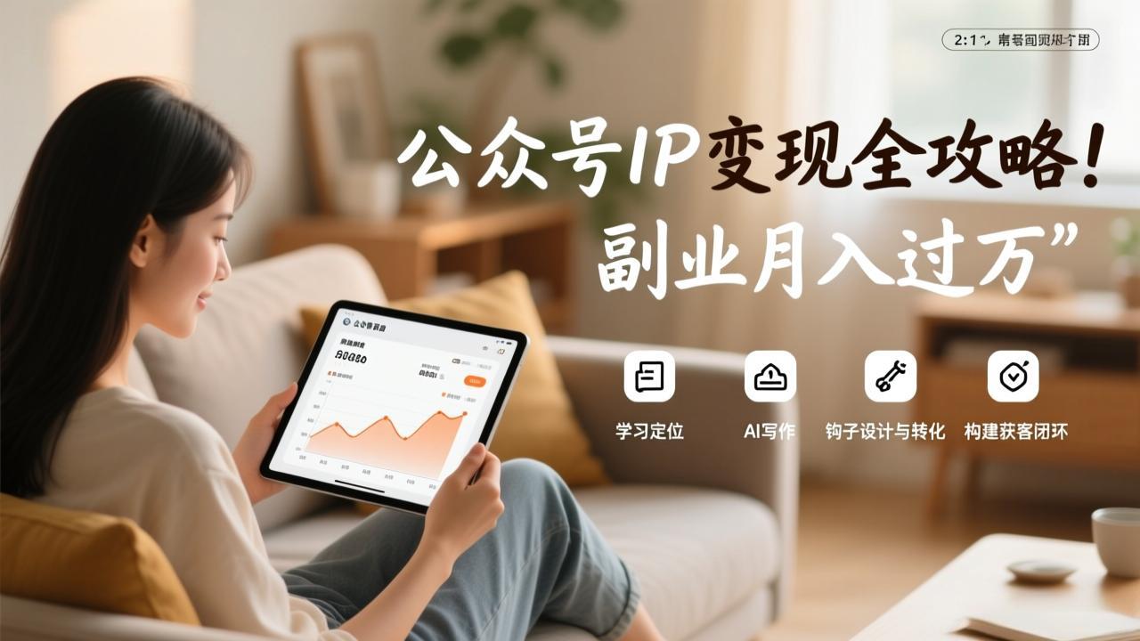 公众号IP变现全攻略,学习定位、AI写作、钩子设计与转化,构建获客闭环,副业月入过万-瀚宇网创