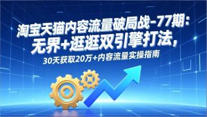 淘宝天猫内容流量破局战-77期：无界+逛逛双引擎打法，30天获取20万+内容流量实操指南-瀚宇网创