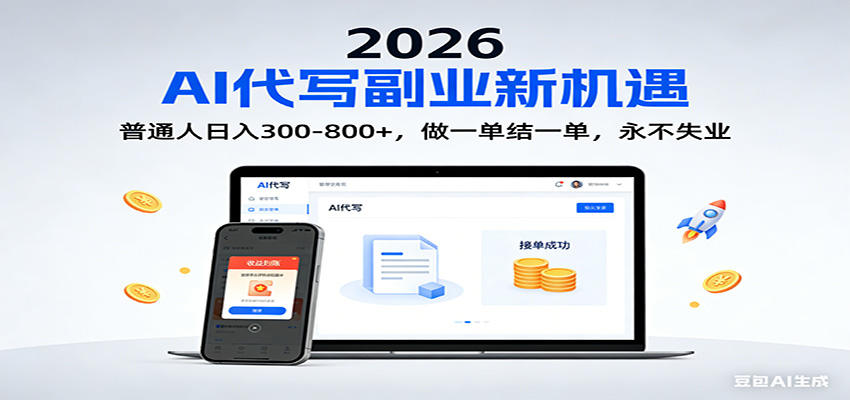 2026 副业首选!AI 代写日入 300-800,普通人0门槛,做一单结一单!-瀚宇网创