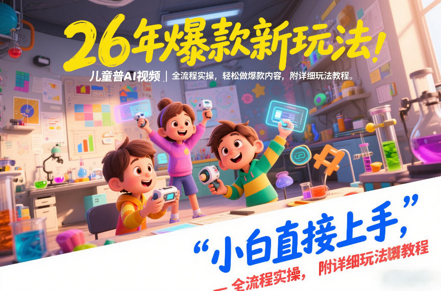 26年爆款新玩法，儿童科普AI视频，全流程实操，轻松做爆款内容，小白直接上手，附详细玩法教程-瀚宇网创