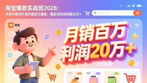 淘宝爆款实战班2026：手把手教你打造月销百万爆款，稳定月利润突破20万+-瀚宇网创