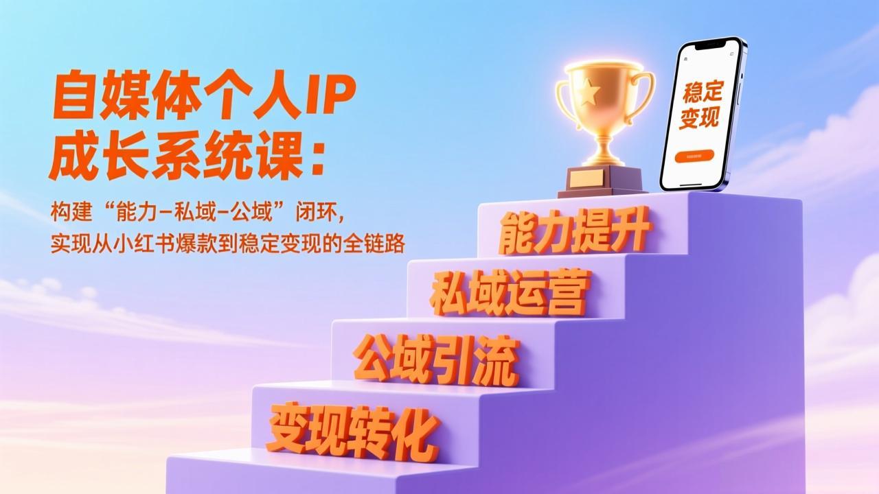 自媒体个人IP成长系统课：构建“能力-私域-公域”闭环，实现从小红书爆款到稳定变现的全链路-瀚宇网创