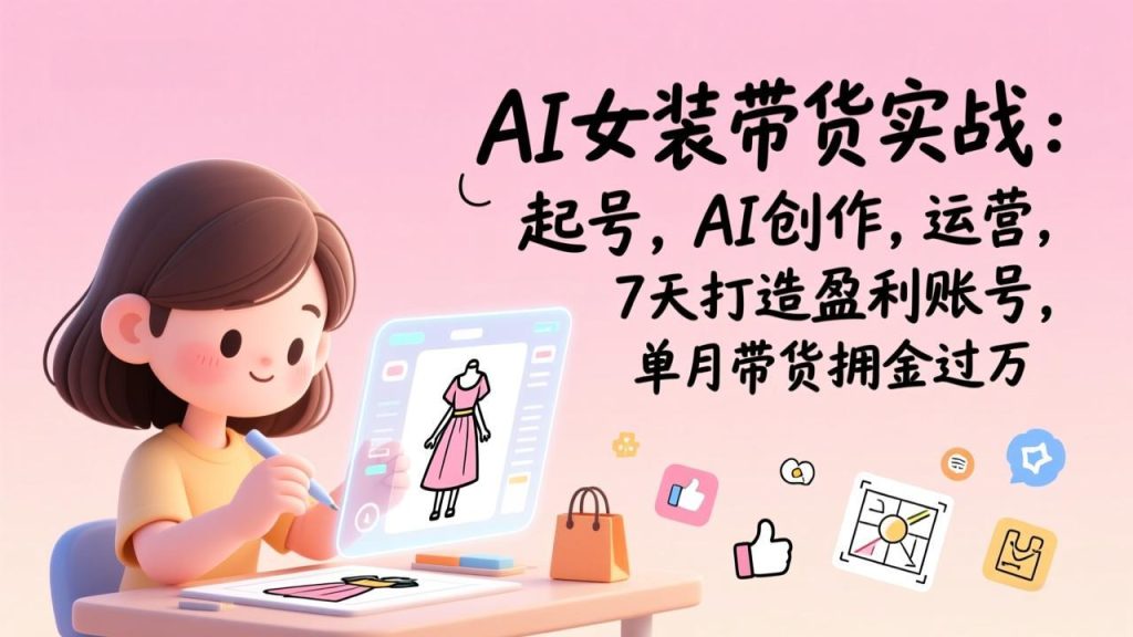 AI女装带货实战：起号，AI创作，运营，7天打造盈利账号，单月带货佣金过万-瀚宇网创