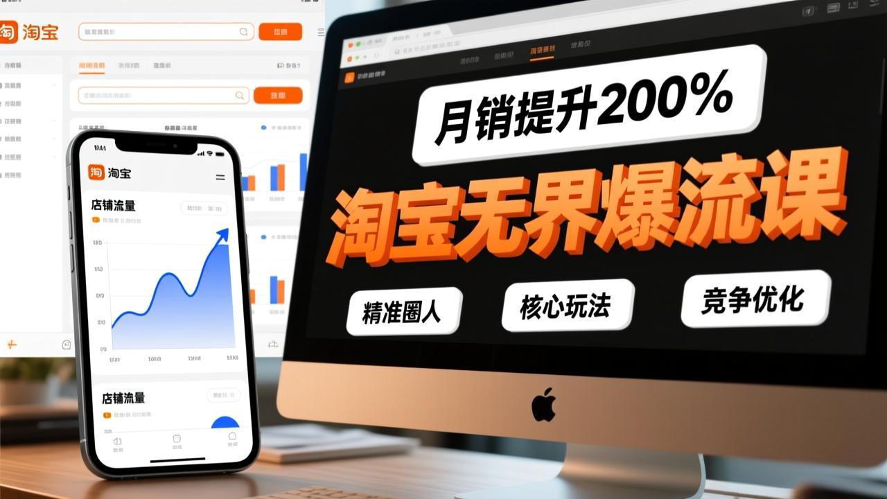 淘宝无界爆流课，精准圈人、核心玩法、竞争优化，快速引爆店铺流量，月销提升200%-瀚宇网创