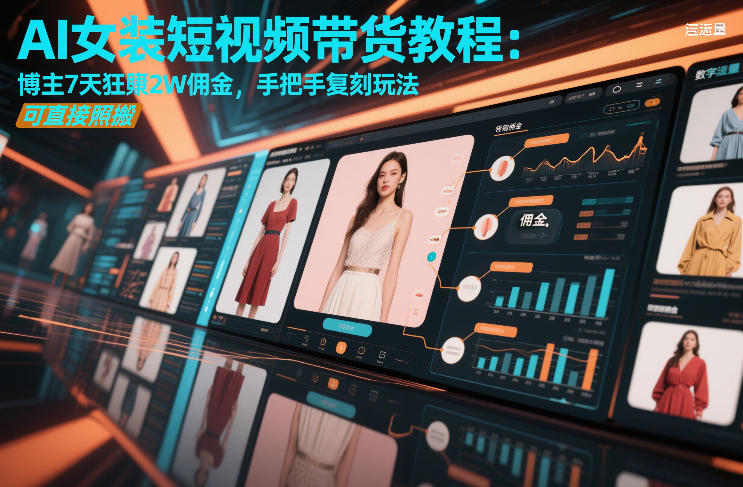 AI女装短视频带货教程：博主7天狂賺2W佣金，手把手复刻玩法，可直接照搬-瀚宇网创
